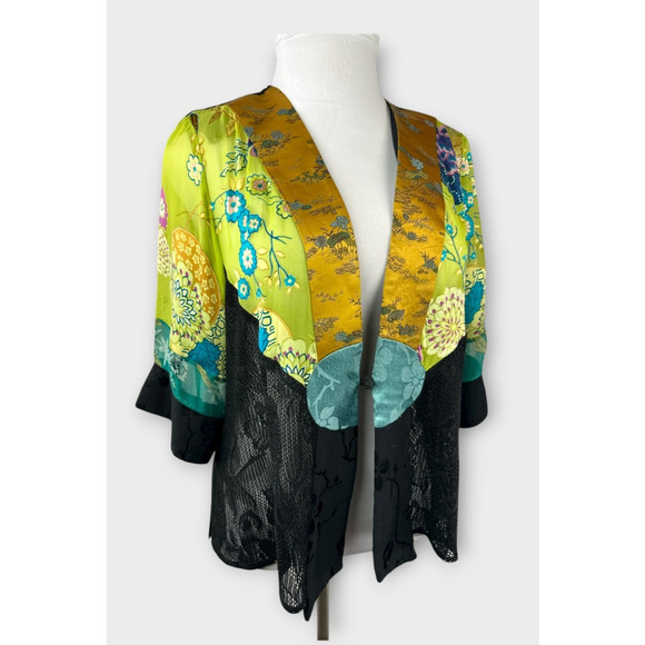 Spencer Alexis Silk Blend Kimono Top Asian Whimsical Fairy Artsy Women's Size XL - Picture 14 of 15